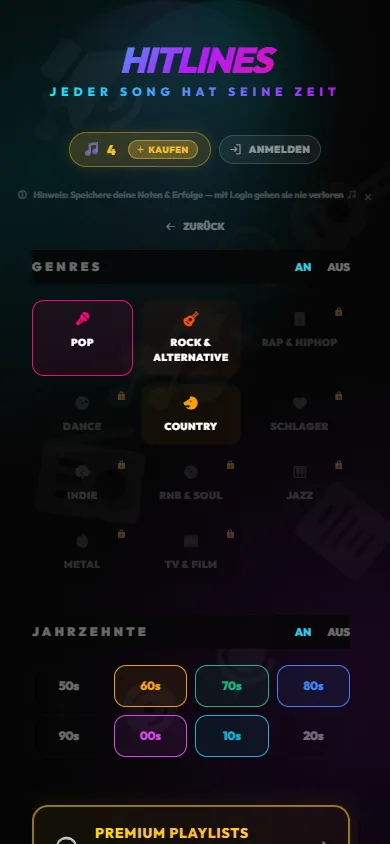 Genres und Jahrzehnte
